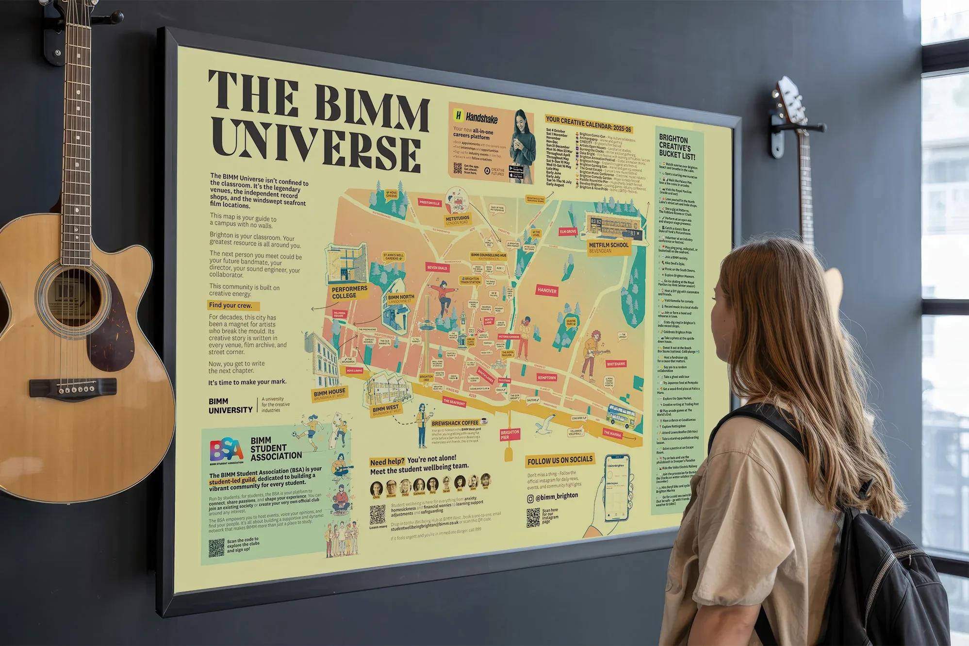 A student reading The BIMM Universe map